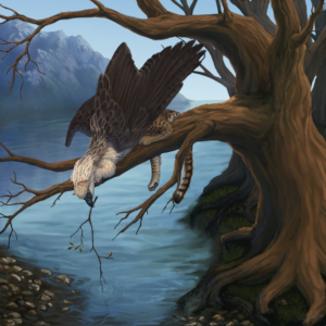 Gryphon resting on a tree